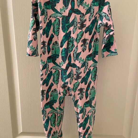 Egg by Susan Lazar Girls Pink Green Leaves Footed Zipper Sleeper Size 6 Months - Picture 8 of 8